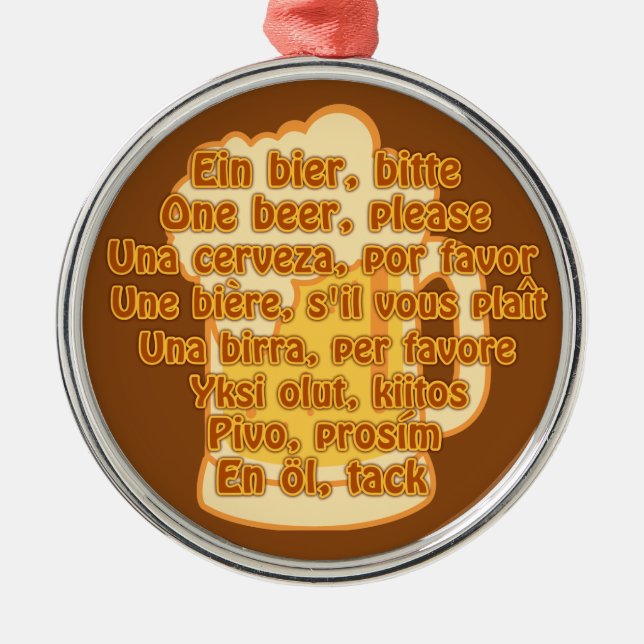 Metal CERVEJA em ornamento personalizado de idiomas (Frente)