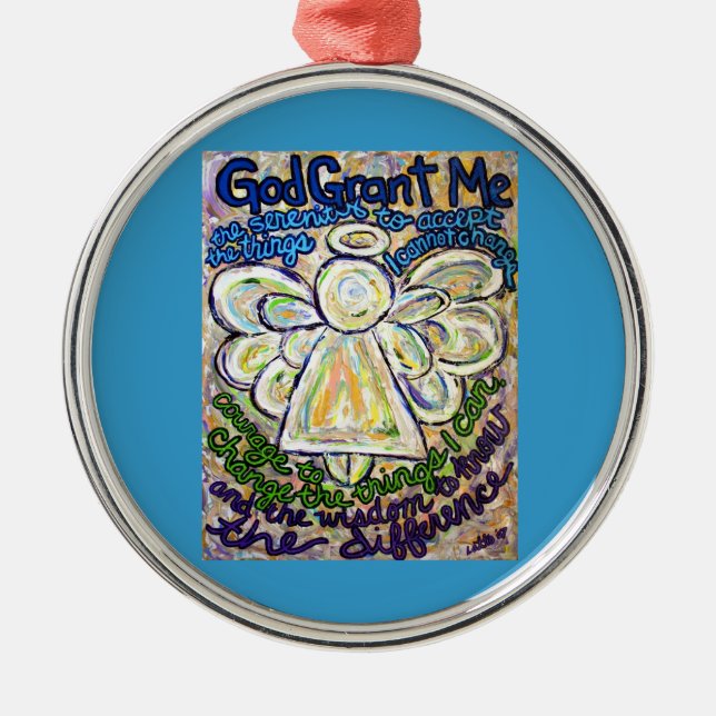 Metal Charme de Ornamento de Pintura de Serenity Prayer (Frente)