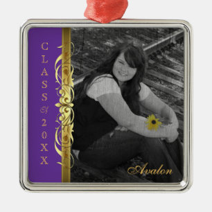 Metal Classe de ornamento Dourado do roxo da foto do