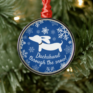 Metal Dachshund Através Do Ornamento Da Árvore De Natal 