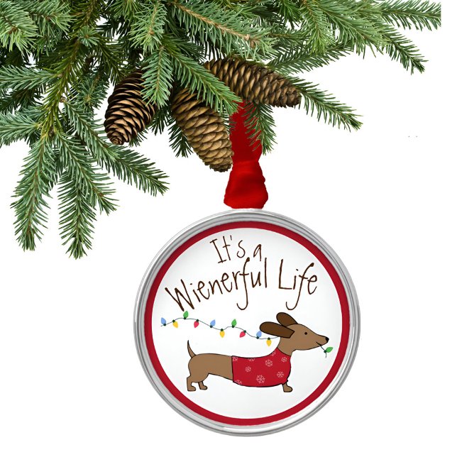 Metal É um Ornamento de Árvore de Natal Doxie (dachshund wienerful life Christmas tree ornament. )