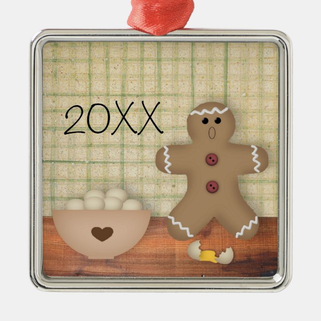 Metal Engraçado Ornamento Personalizado De Gingerbread (Frente)