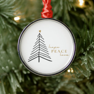 Metal Espero que a paz ame. Ornamento de Natal