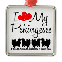 Eu Amo Meu Ornamento De Quatro Cães Pekingeses