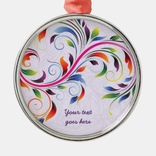 Metal Folha de rolagem colorida, ornamento floral roxo