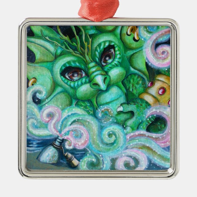 Metal "Génios ornamento de uma garrafa" (Frente)