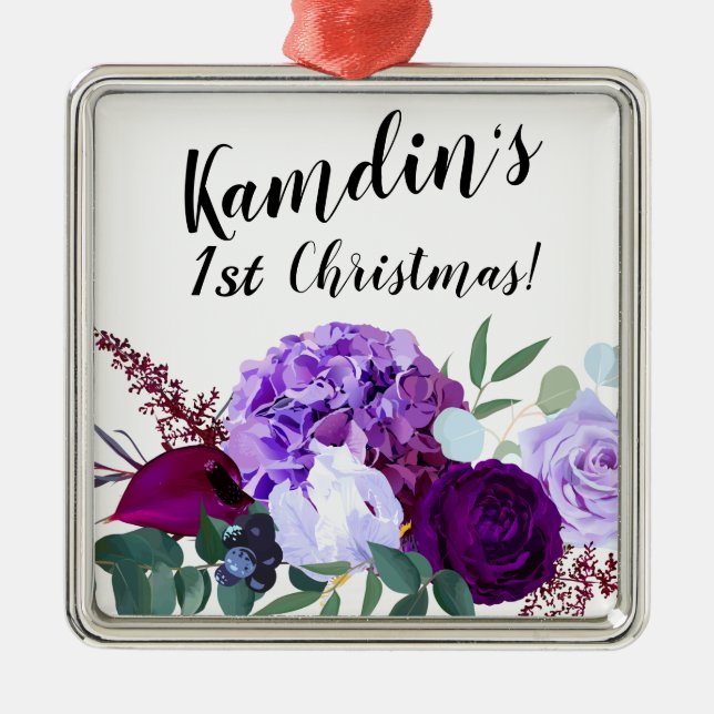 Metal Hibiscus da Lavanda de Ornamento XMAS Personalizad (Frente)