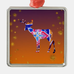 Metal Mandala Deer de Ornamento Quadrado Premium