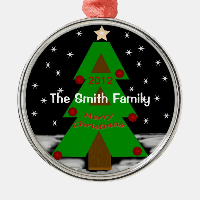 Metal Noite de Árvore de Natal - Personalizar Ornamento (Frente)