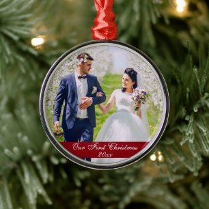 Metal Nosso Primeiro Ornamento De Casamento De Natal