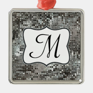 Metal O Sequin de prata brilha o ornamento da inicial do