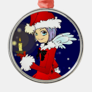 Metal ornamento à volta da vela Angel kawaii de Natal