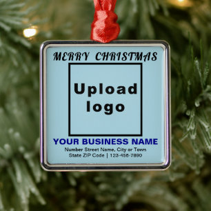 Metal Ornamento ao Quadrado Azul Claro de Natal Comercia