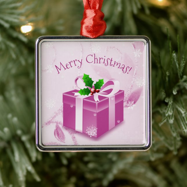 Metal Ornamento cerâmico de presente de Natal rosa (Árvore)