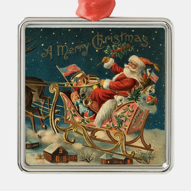 Metal Ornamento clássico de Papai Noel (Frente)