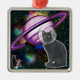 Metal Ornamento Cosmo de Cat Espacial