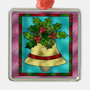 Metal Ornamento da árvore de Natal do Stain Glass Bells