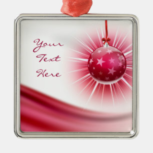 Metal Ornamento da Bola de Natal da Faixa Vermelha Perso