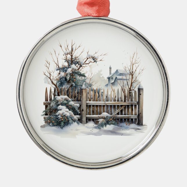 Metal Ornamento da Cena de Inverno (Frente)
