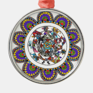 Metal Ornamento da mandala de Madhubani