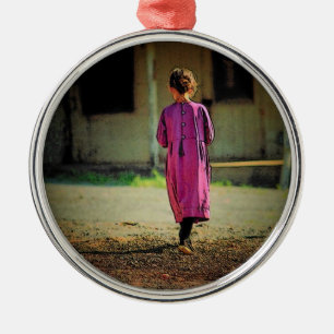 Metal Ornamento da menina de Amish