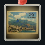 Metal Ornamento da Viagens vintage do Brasil no Rio de J<br><div class="desc">Um ornamento legal,  ao estilo vintage,  no Rio de Janeiro,  com vista de Cristo do Reitor da Montanha Corcovado,  de Sugarloaf.</div>