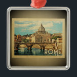 Metal Ornamento da Viagens vintage na Itália de Roma<br><div class="desc">Um ornamento legal estilo Roma com a Basílica de Rua Peter.</div>