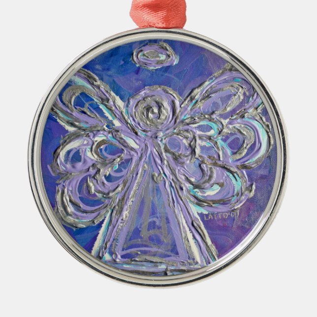 Metal Ornamento de Anjo de Prata Roxo (Frente)