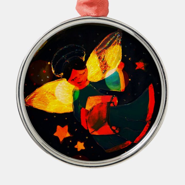 Metal Ornamento de Árvore de Anjo Guardião (Frente)