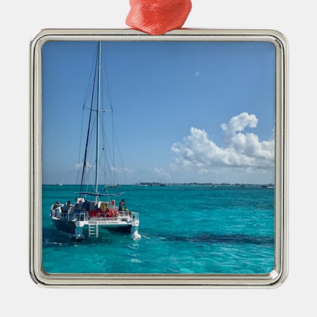 Metal Ornamento de Barcos do Mar de Caribe (Frente)