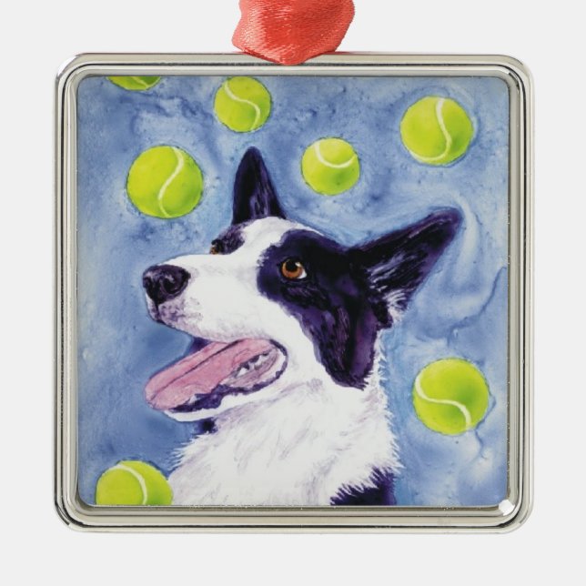 Metal Ornamento de Borda Collie - "Dourado de Magpie" (Frente)
