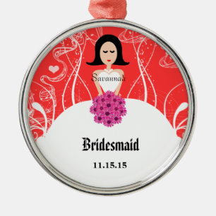 Metal Ornamento de Bridesmaid do Casamento de Fuchsia e