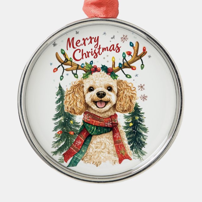 Metal Ornamento de Cães de Poodle (Frente)