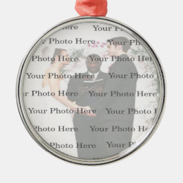 Metal Ornamento de Casamento de Prata Redonda Personaliz