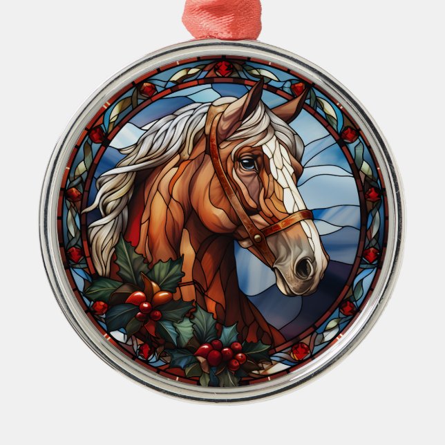 Metal Ornamento de Cavalo de Natal (Frente)