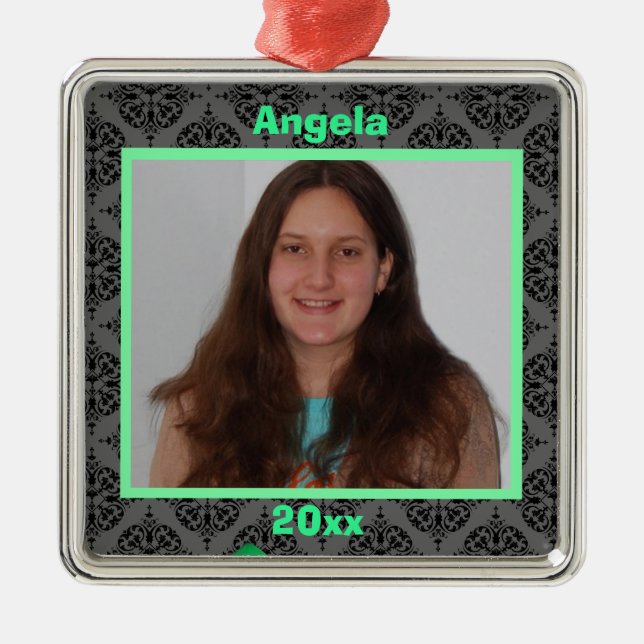 Metal Ornamento De Cinzas E Pretos Verdes (Frente)