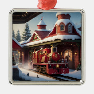 Metal Ornamento de Comboio Vermelho Natal