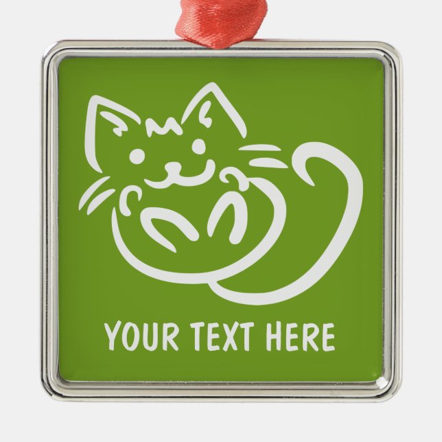 Metal Ornamento de cores personalizado do Cat Illustrati (Frente)