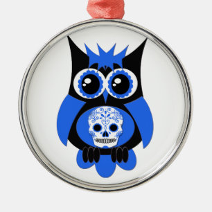 Metal Ornamento de Coruja Azul