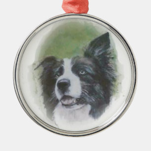 Metal Ornamento de escuta de border collie