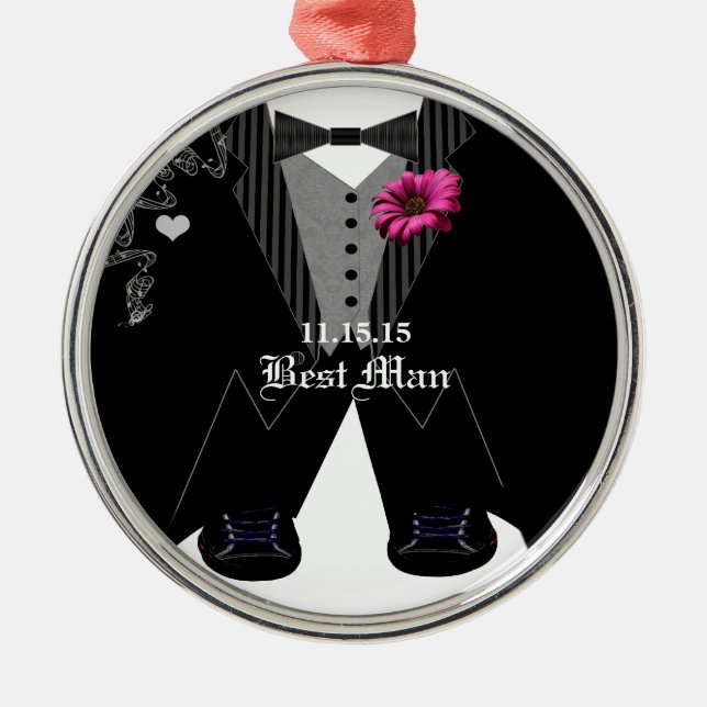 Metal Ornamento de Feriado Tuxedo de Melhor Homem (Frente)