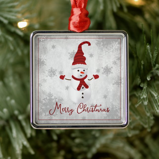Metal Ornamento de Férias Red Cute Snowman (Árvore)