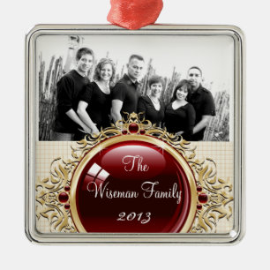 Metal Ornamento de FOTO de Bolinhas Marrom Personalizado