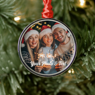 Metal Ornamento de Foto de Família de Natal Personalizad