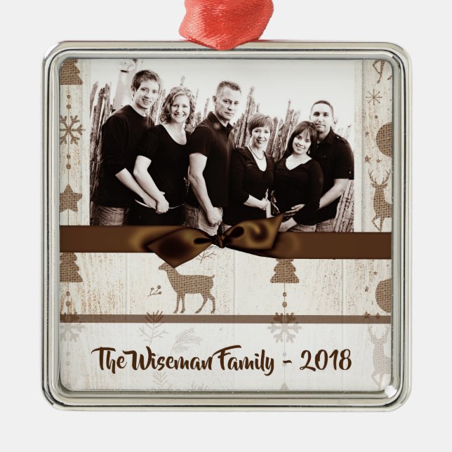 Metal Ornamento de FOTO de Veado Personalizado para Burl (Frente)