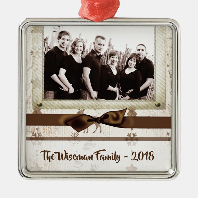 Metal Ornamento de FOTO de Veado Personalizado para Burl (Frente)