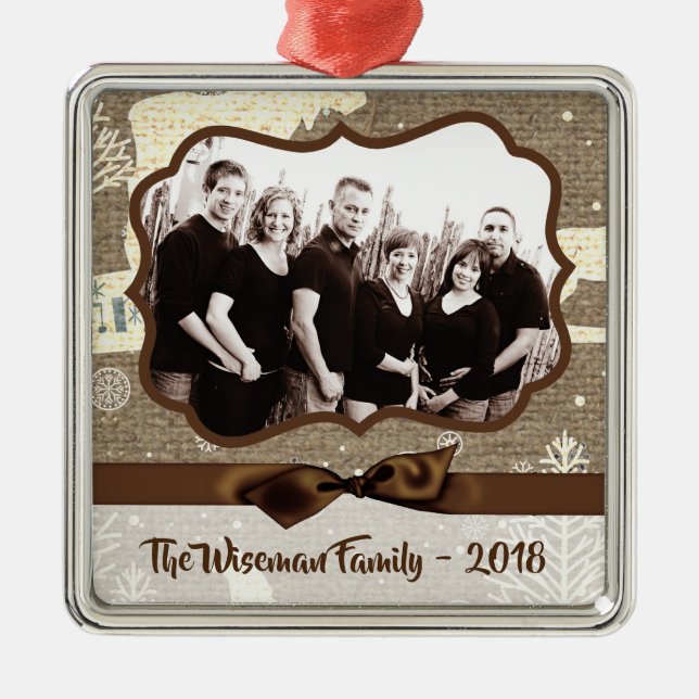 Metal Ornamento de FOTO de Veado Personalizado para Burl (Frente)