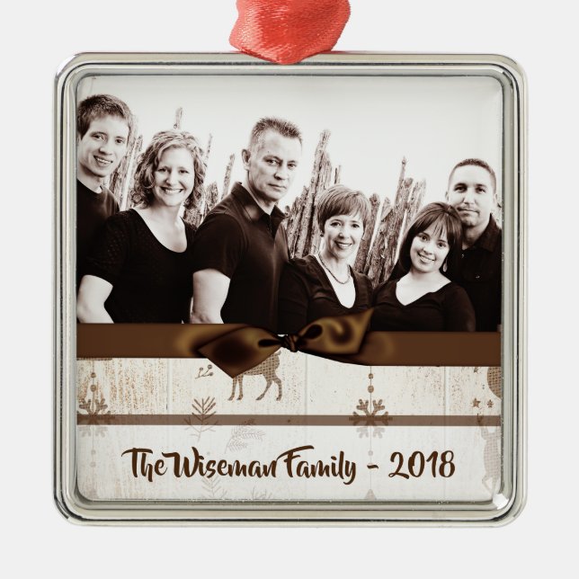 Metal Ornamento de FOTO de Veado Personalizado para Burl (Frente)