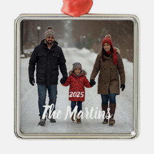 Metal Ornamento de Foto Personalizado de Família Moderno