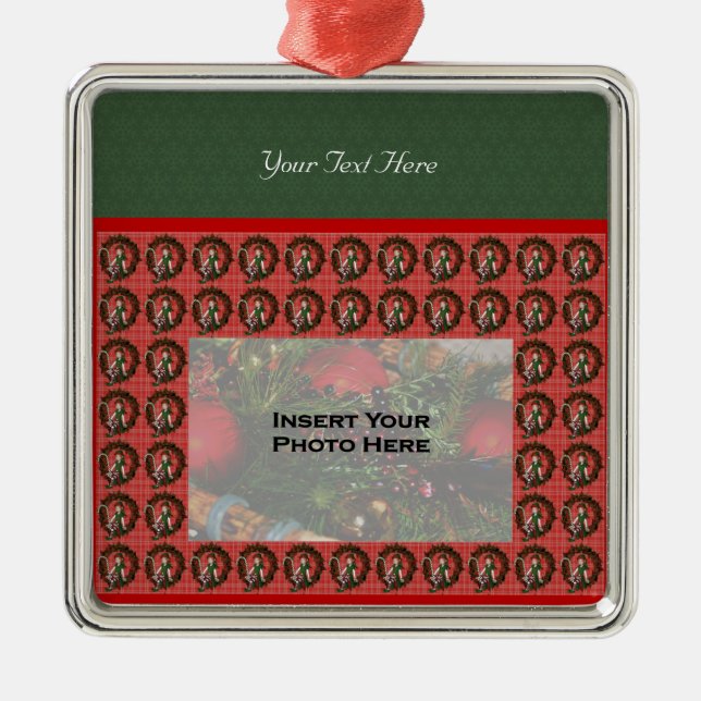 Metal Ornamento de Fotos de Feriado de Feriado de Feriad (Frente)